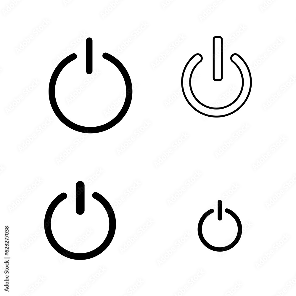 Poster power button icon set vector flat illustration on white background..eps