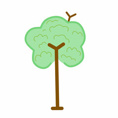 a green tree with a brown trunk represents a large tree