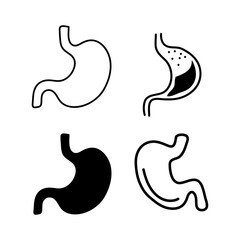  stomach icon vector symbol set, human stomach icon set, on white background..eps