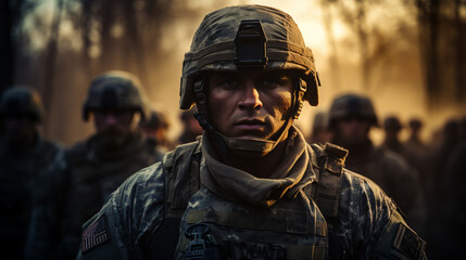 Soldier Close-Up Portrait in Military Uniform