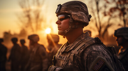 Soldier Close-Up Portrait in Military Uniform
