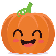Happy cute smiling pumpkin Cute vegetable vector character isolated on white