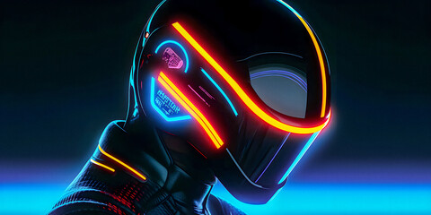 Futuristic Motorcyclist in Sci-Fi Film - generative ai