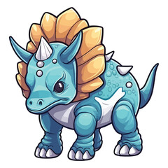 Gentle Giant: Cute Triceratops in a Charming 2D Illustration