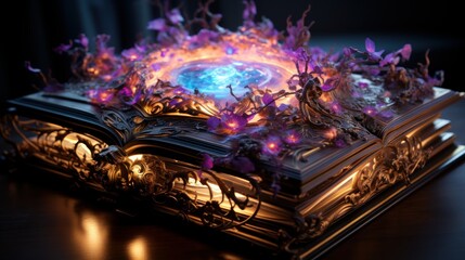 Bewitched Book With Magic Glows In The Darkness 