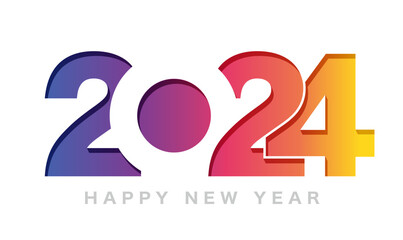 The Year 2024 New Year’s Greeting Symbol Logo. Vector Illustration Isolated On A White Background. 