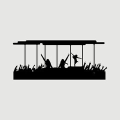 silhouette of people enjoy at music club