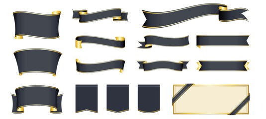 black ribbon banner design material