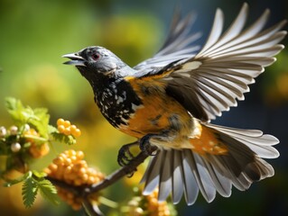 Fototapeta premium Baltimore Oriole male in flight 
