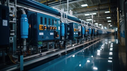 An image of advanced turn - key water treatment solutions machines in an industrial environment with a beautiful background, high - quality image,