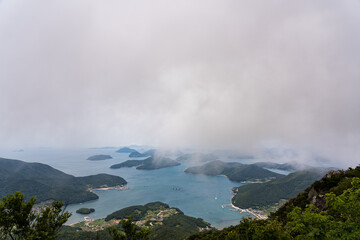 Aerial View of Geoje Island with cloud background in South Korea