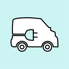 Electric car icon. Small electric car logo. Electric car and plug icon symbol, EV car for green living. Eco friendly vehicle concept.