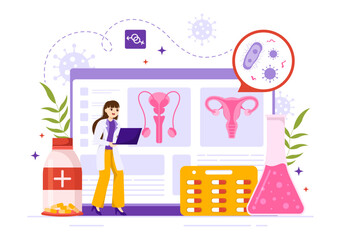 Venereologist Vector Illustration of Diagnostic for Dermatology Disease, Sexually Transmitted and Infection in Flat Cartoon Hand Drawn Templates