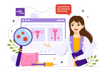 Venereologist Vector Illustration of Diagnostic for Dermatology Disease, Sexually Transmitted and Infection in Flat Cartoon Hand Drawn Templates