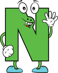 English N alphabet creative cartoon character 