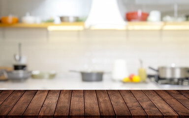 Fototapeta na wymiar Wooden board empty table background. kitchen background