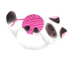 Cute cat international cat day kitten and world watercolor style illustration element Png