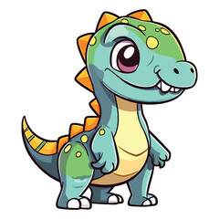 Obraz premium Roaring Cuteness: 2D Illustration of a Charming Allosaurus
