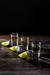 Mexican Tequila Shots with Lime and Salt in Mexico