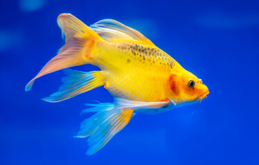 Colorful butterfly koi in the aquarium. This is a species of ornamental fish used to decorate in...