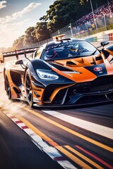 Obraz premium Racing sport car in circuit, supercar race