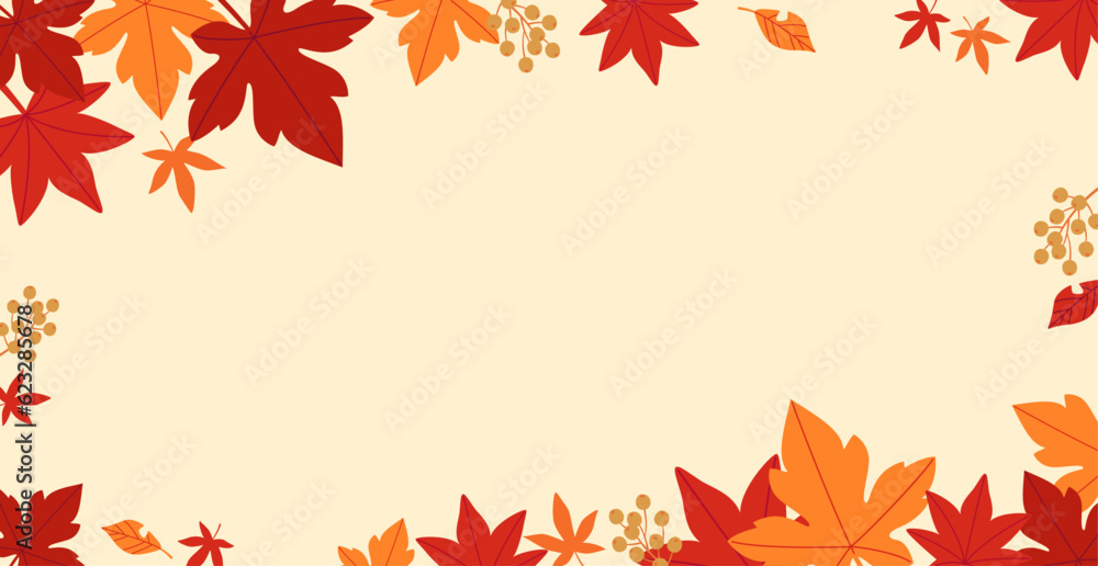 Canvas Prints background material designed with autumn leaves and nuts