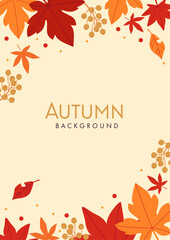 Background material designed with autumn leaves and nuts