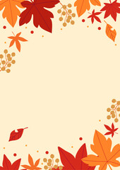 Background material designed with autumn leaves and nuts - obrazy, fototapety, plakaty