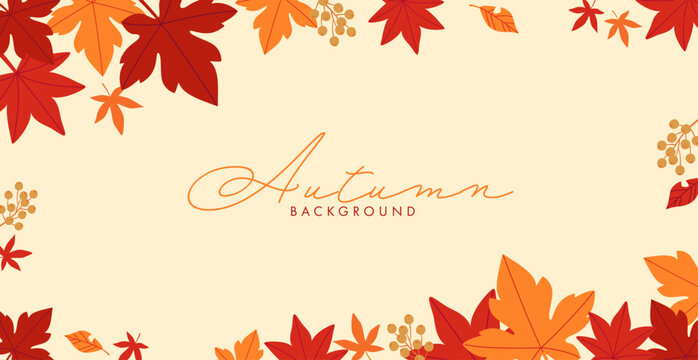 Background material designed with autumn leaves and nuts