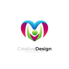 Love care icon and people design community, charity logos