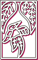 カラーシャドウミニ花札　霜月　栃　燕　11月　栃に燕