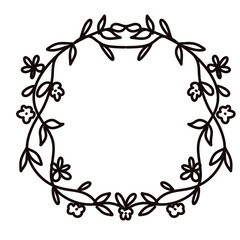 Floral flower frame images line doodle png.