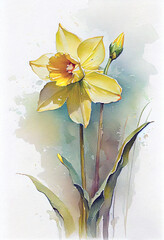 daffodil watercolor