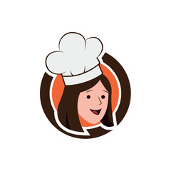 Chef Lady mascot head logo 