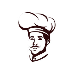 Chef mascot outline mascot logo