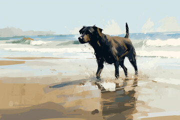 Black Labrador on a beach