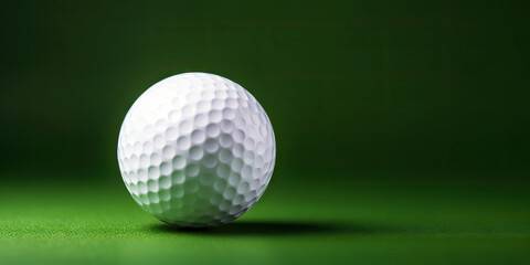 Close-up of golf ball isolated on green backdrop. Generative AI