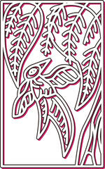 カラーシャドウシンプル花札　霜月　栃　燕　11月　栃に燕