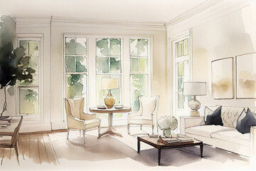 Fototapeta premium modern coastal living room