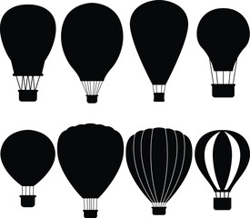 Set of hot balloon air silhouettes