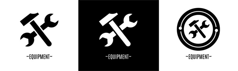 Equipment logo set. Black and white logo collection. Stock vector.