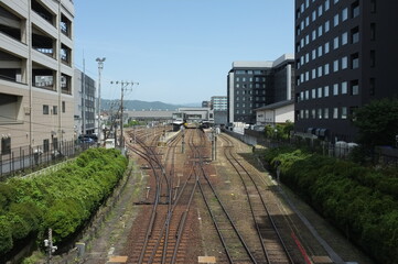 Obraz na płótnie Canvas 高山駅の線路分岐