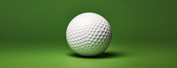 Close-up of golf ball isolated on green backdrop. Generative AI