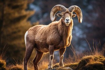 Large European mouflon in its natural habitat