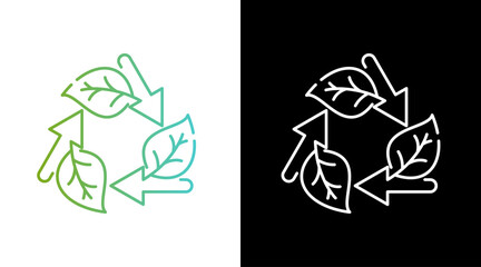 Eco Recycle Leaf Gradient Black and white Icon Design
