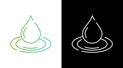 Water Drop Droplet Gradient Black and white Icon Design