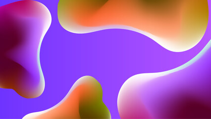 Gradient background with Purple orange morphing shapes. Metaball spheres. Morphing colorful blobs. Vector 3d illustration. Abstract 3d background. Liquid colors. Decoration for banner or sign design