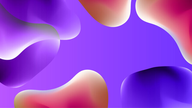 Gradient background with Purple pink morphing shapes. Metaball spheres. Morphing colorful blobs. Vector 3d illustration. Abstract 3d background. Liquid colors. Decoration for banner or sign design