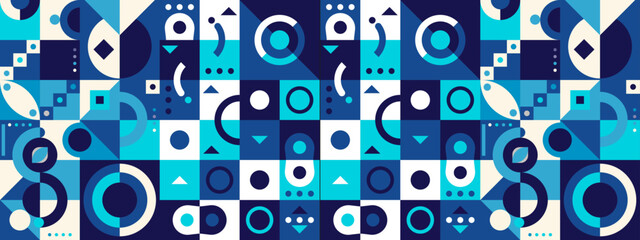 vector blue and white geometric shapes mosaic background