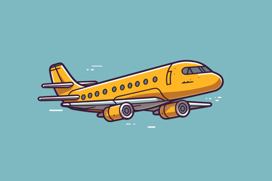Doodle inspired Aviation, cartoon sticker, sketch, vector, Illustration